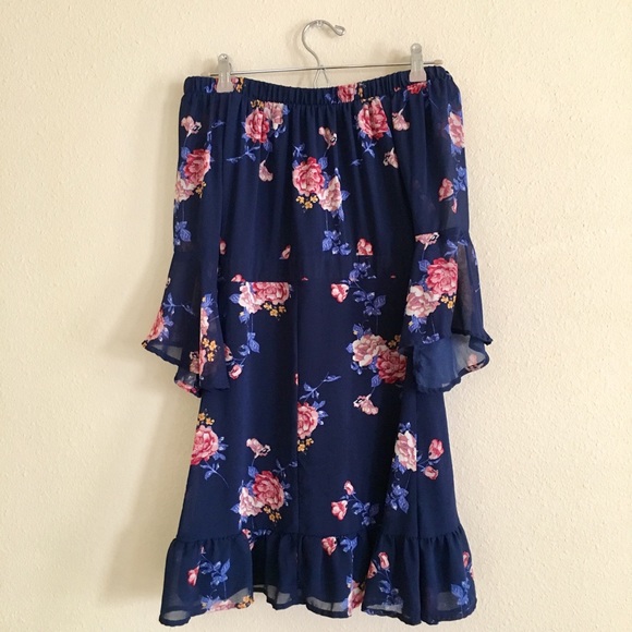 Floral Print Off the Shoulder Dress - Picture 5 of 6